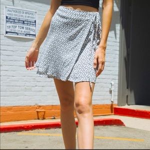 Brandy Melville White Floral Wrap Skirt